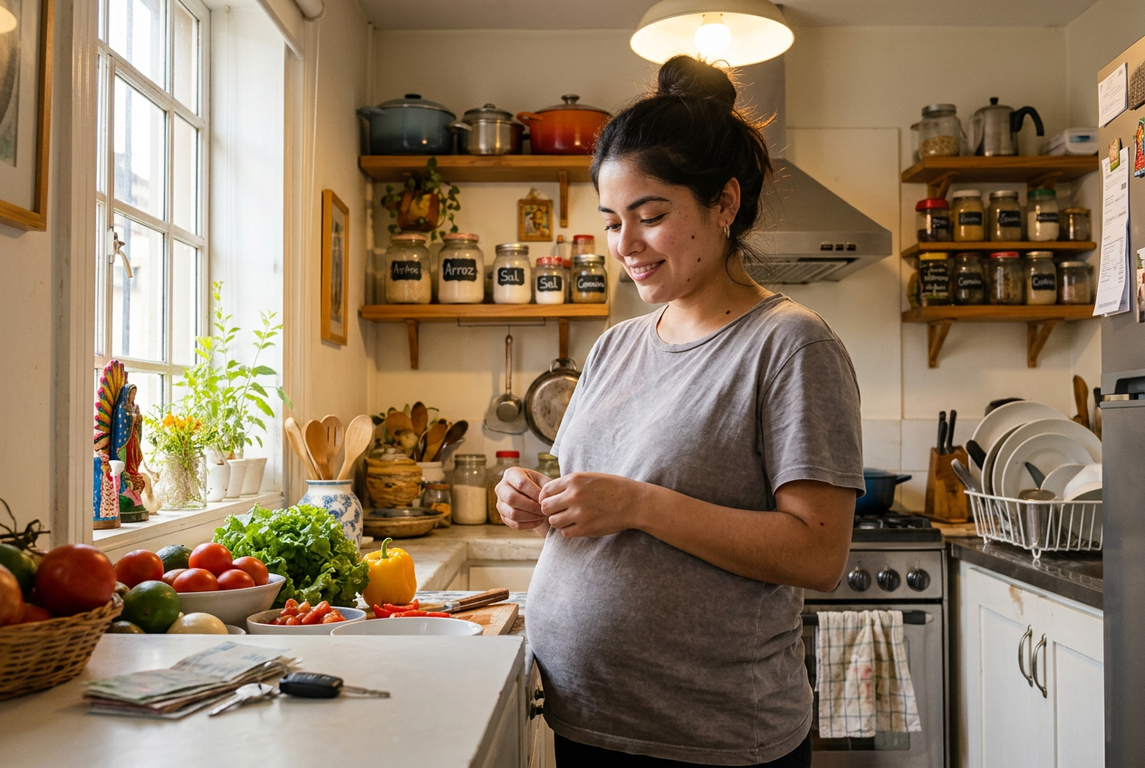Mujer preparando una comida casera con verduras frescas